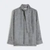 Chemise en soie imprimée, bleu nuit Chemise en soie imprimée, bleu nuit