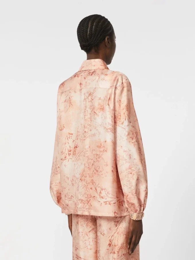 Chemise en soie imprimée, rose
