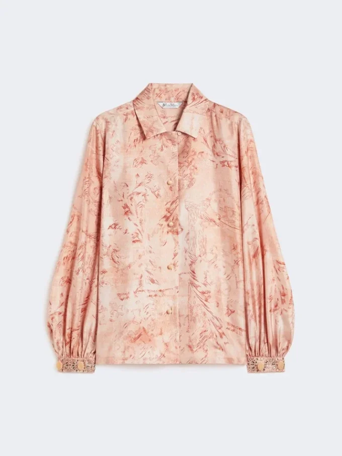 Chemise en soie imprimée, rose