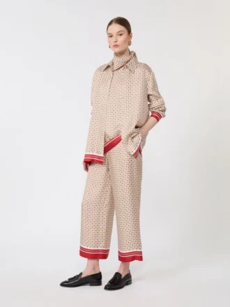 Chemise en soie imprimée, rouge