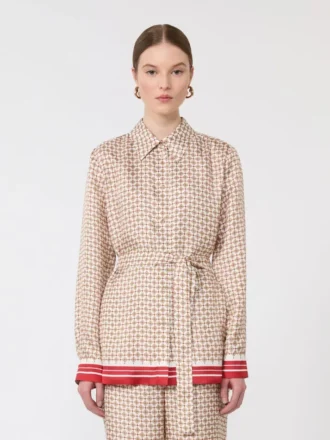 Chemise en soie imprimée, rouge