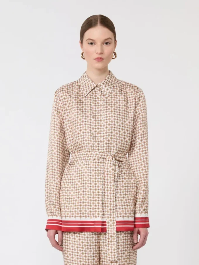 Chemise en soie imprimée, rouge Chemise en soie imprimée, rouge