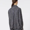 Chemise en soie imprimée semi-ajustée, bleu outremer