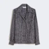 Chemise en soie imprimée semi-ajustée, bleu outremer