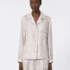 Chemise en soie imprimée semi-ajustée, rose Chemise en soie imprimée semi-ajustée, rose