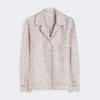 Chemise en soie imprimée semi-ajustée, rose Chemise en soie imprimée semi-ajustée, rose