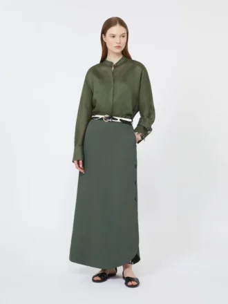 Chemise en toile de ramie, kaki