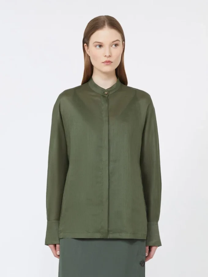 Chemise en toile de ramie, kaki