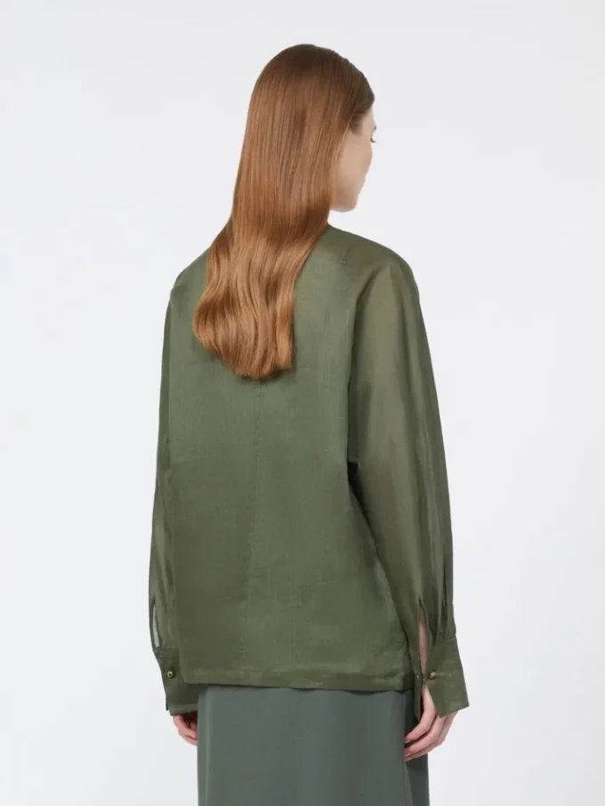 Chemise en toile de ramie, kaki