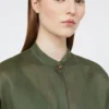 Chemise en toile de ramie, kaki
