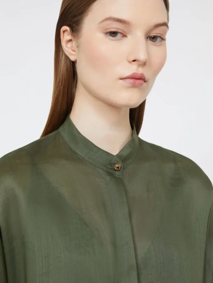 Chemise en toile de ramie, kaki