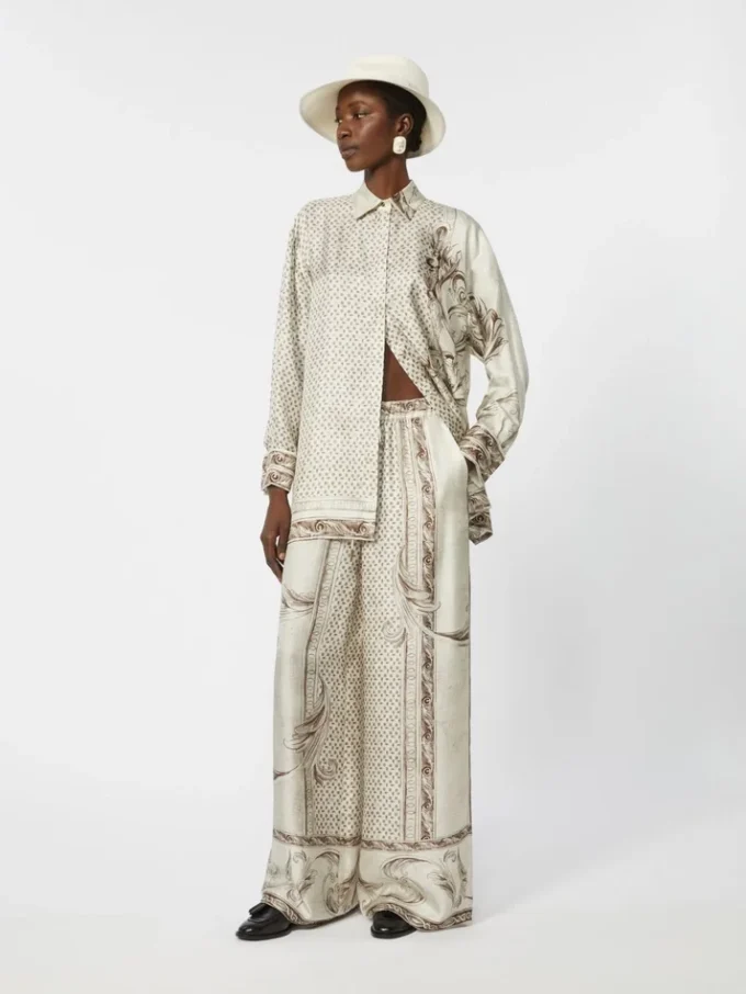 Chemise en twill de soie imprimé, ivoire Chemise en twill de soie imprimé, ivoire