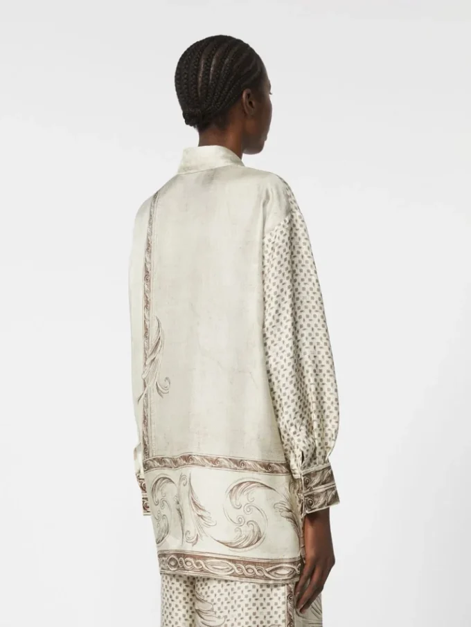 Chemise en twill de soie imprimé, ivoire Chemise en twill de soie imprimé, ivoire