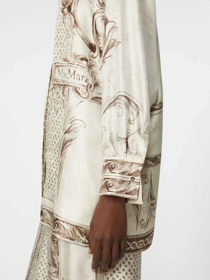 Chemise en twill de soie imprimé, ivoire Chemise en twill de soie imprimé, ivoire