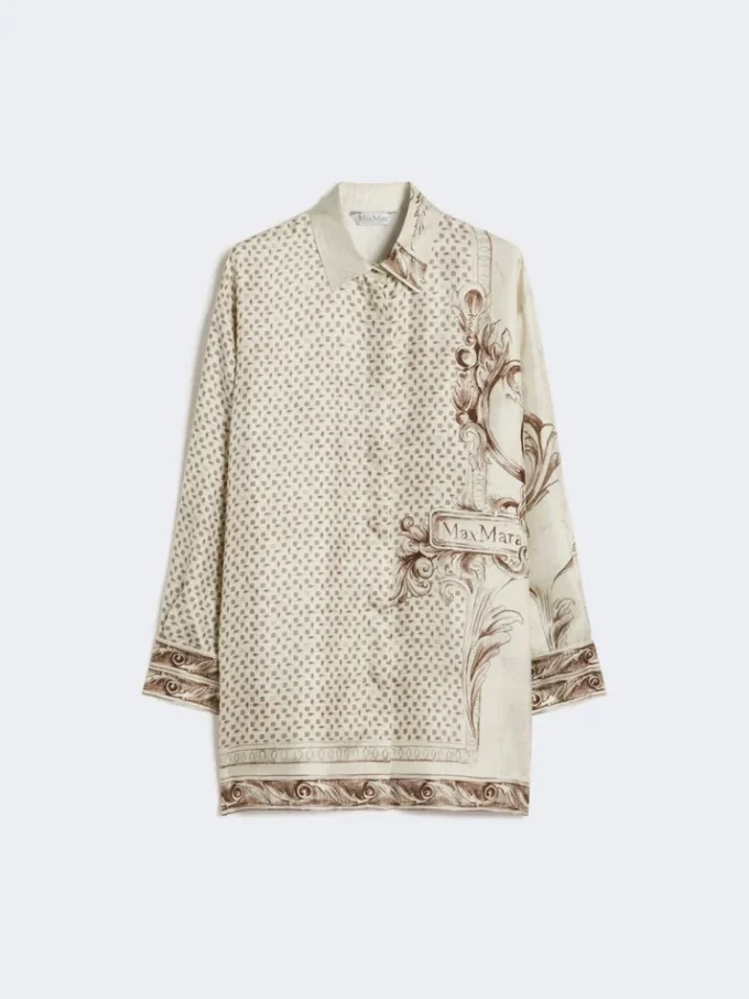 Chemise en twill de soie imprimé, ivoire Chemise en twill de soie imprimé, ivoire