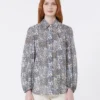 Chemise en voile de coton imprimé, bleu marine Chemise en voile de coton imprimé, bleu marine