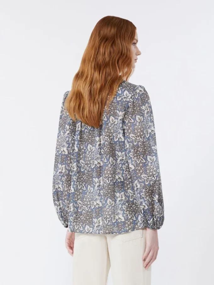 Chemise en voile de coton imprimé, bleu marine Chemise en voile de coton imprimé, bleu marine