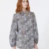 Chemise en voile de coton imprimé, bleu marine Chemise en voile de coton imprimé, bleu marine