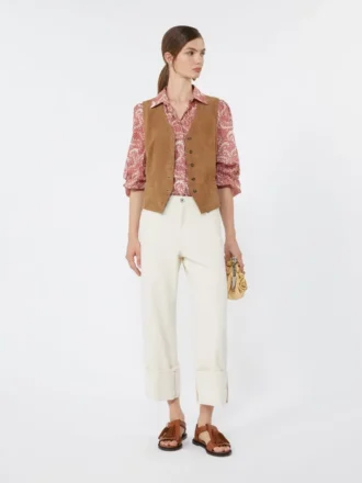 Chemise en voile de coton imprimé, couleur cerise