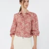 Chemise en voile de coton imprimé, couleur cerise Chemise en voile de coton imprimé, couleur cerise