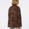 Chemise imprimée en coton et lin, marron