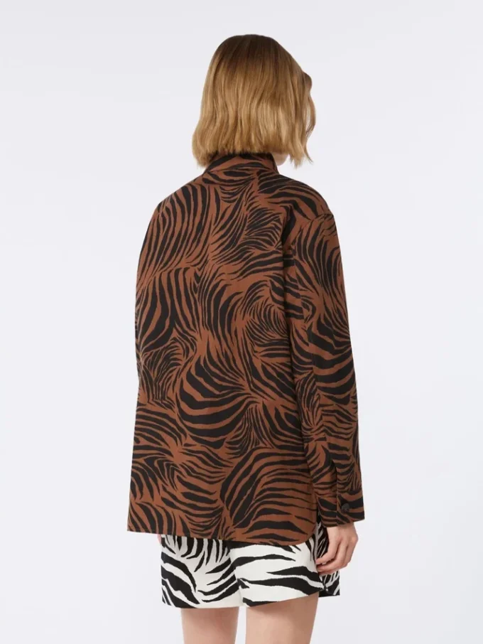Chemise imprimée en coton et lin, marron