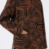 Chemise imprimée en coton et lin, marron