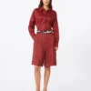 Chemise à manches longues en toile de ramie, rouge brique Chemise à manches longues en toile de ramie, rouge brique