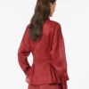 Chemise à manches longues en toile de ramie, rouge brique Chemise à manches longues en toile de ramie, rouge brique
