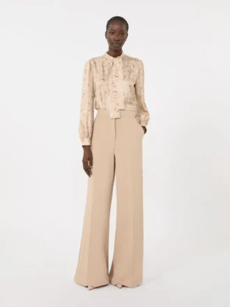 Chemise à nœud papillon en soie imprimée, albino
