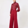 Chemise à nœud papillon en soie imprimée, rouge Chemise à nœud papillon en soie imprimée, rouge