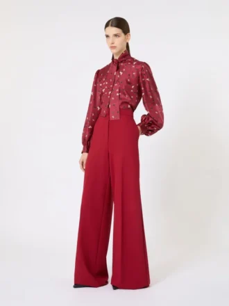 Chemise à nœud papillon en soie imprimée, rouge
