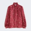 Chemise à nœud papillon en soie imprimée, rouge Chemise à nœud papillon en soie imprimée, rouge