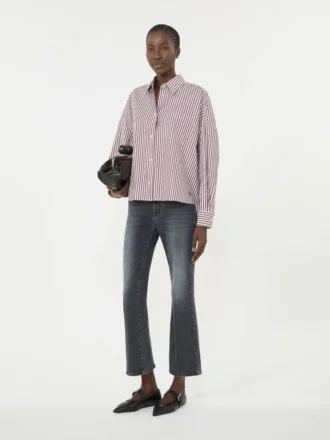 Chemise oversize en coton, bordeaux