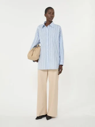 Chemise oversize en coton rayé, bleu clair