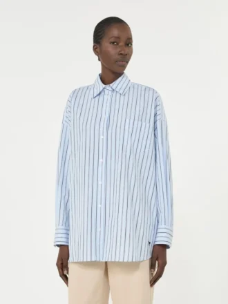 Chemise oversize en coton rayé, bleu clair