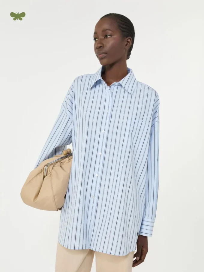 Chemise oversize en coton rayé, bleu clair Chemise oversize en coton rayé, bleu clair