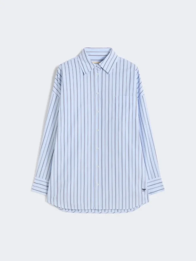 Chemise oversize en coton rayé, bleu clair Chemise oversize en coton rayé, bleu clair
