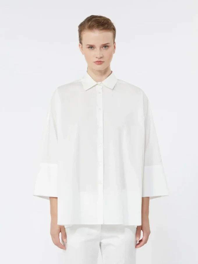 Chemise oversize en popeline de coton, blanche Chemise oversize en popeline de coton, blanche