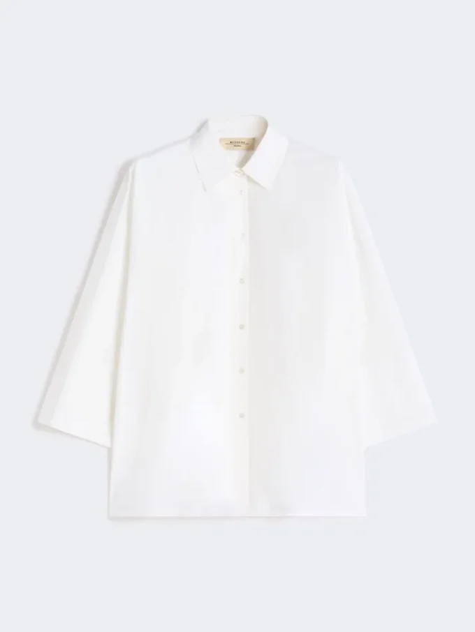 Chemise oversize en popeline de coton, blanche Chemise oversize en popeline de coton, blanche