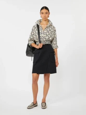 Chemise oversize en popeline imprimée, beige