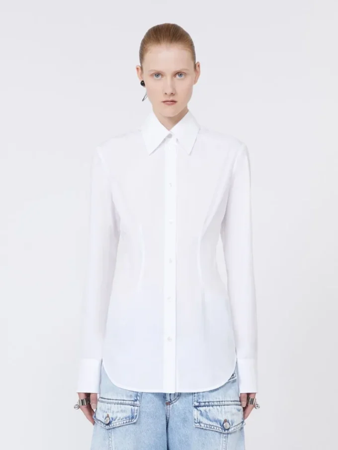 Chemise slim en popeline, blanc optique Chemise slim en popeline, blanc optique