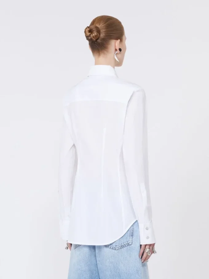 Chemise slim en popeline, blanc optique Chemise slim en popeline, blanc optique