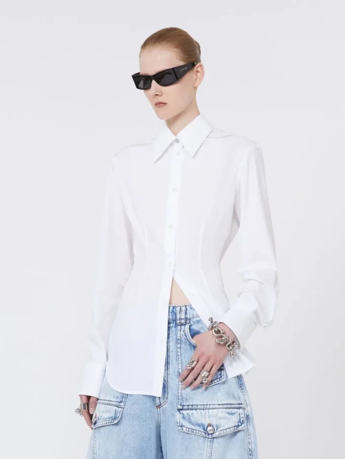 Chemise slim en popeline, blanc optique Chemise slim en popeline, blanc optique