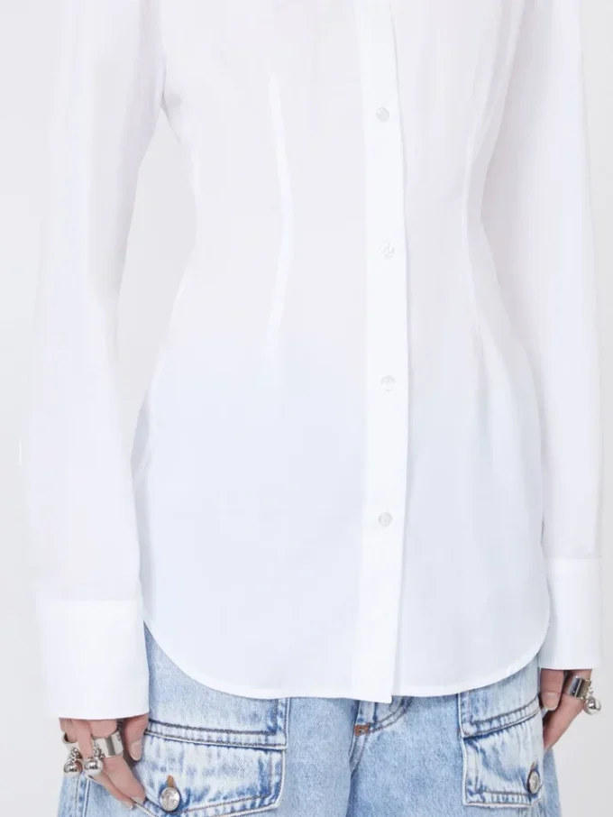 Chemise slim en popeline, blanc optique Chemise slim en popeline, blanc optique