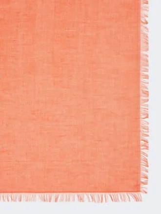 Châle en jacquard de coton, modal et cachemire, couleur corail