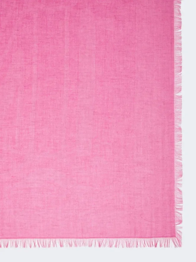 Châle en jacquard de coton, modal et cachemire, rose vif Châle en jacquard de coton, modal et cachemire, rose vif
