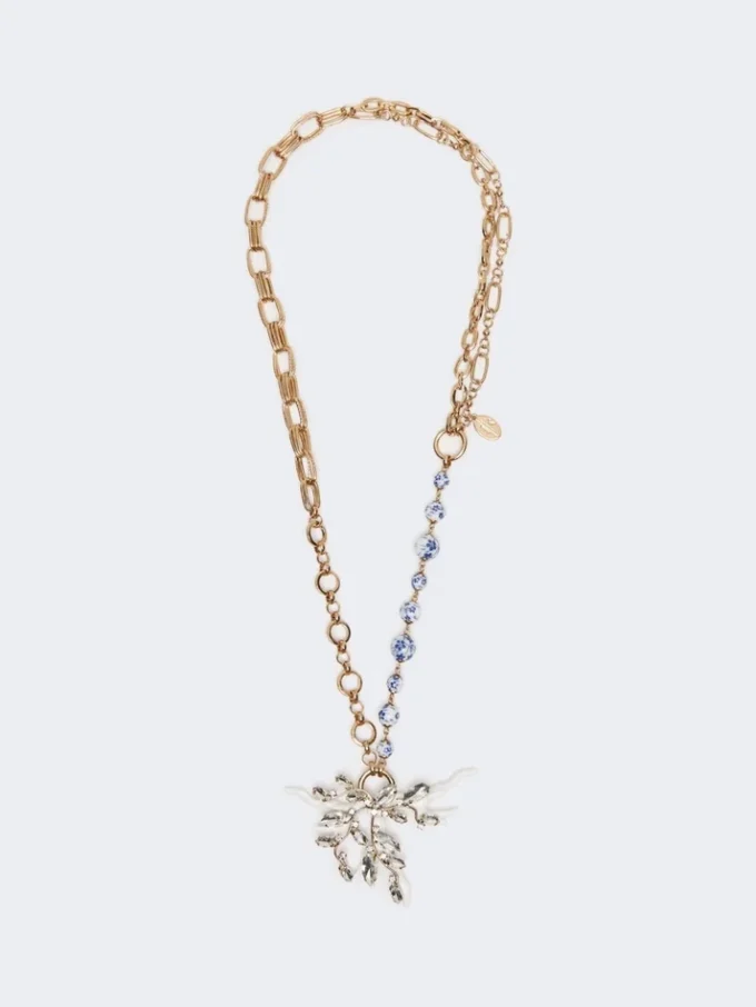 Collier à chaîne en métal et céramique, doré Collier à chaîne en métal et céramique, doré