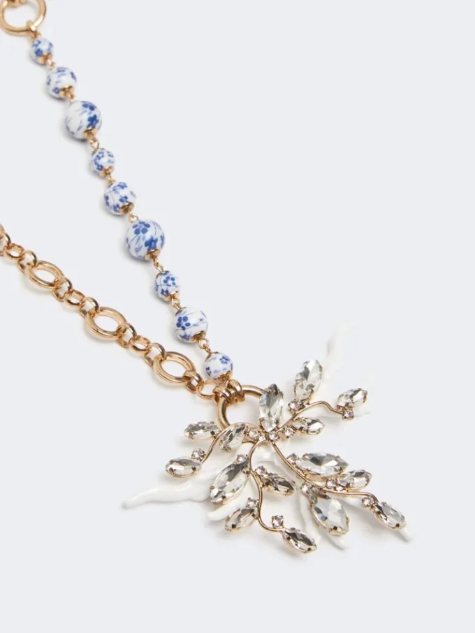 Collier à chaîne en métal et céramique, doré Collier à chaîne en métal et céramique, doré