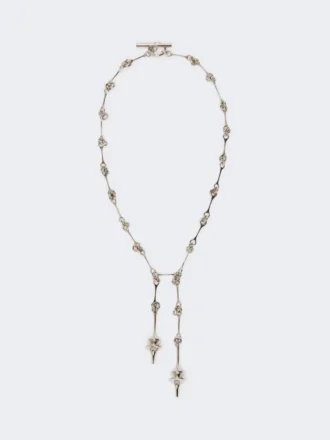 – Collier long avec double pendentif, argent